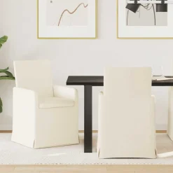 Eettafelstoelen met wielen 2 pcs Beige 57 x 67 x 95 cm>vidaXL