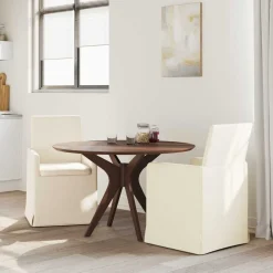 Eettafelstoelen met wielen 2 pcs Beige 57 x 67 x 95 cm><noscript><img width=
