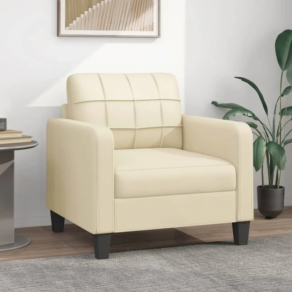 Fauteuil 60 cm kunstleer crèmekleurig>vidaXL Discount