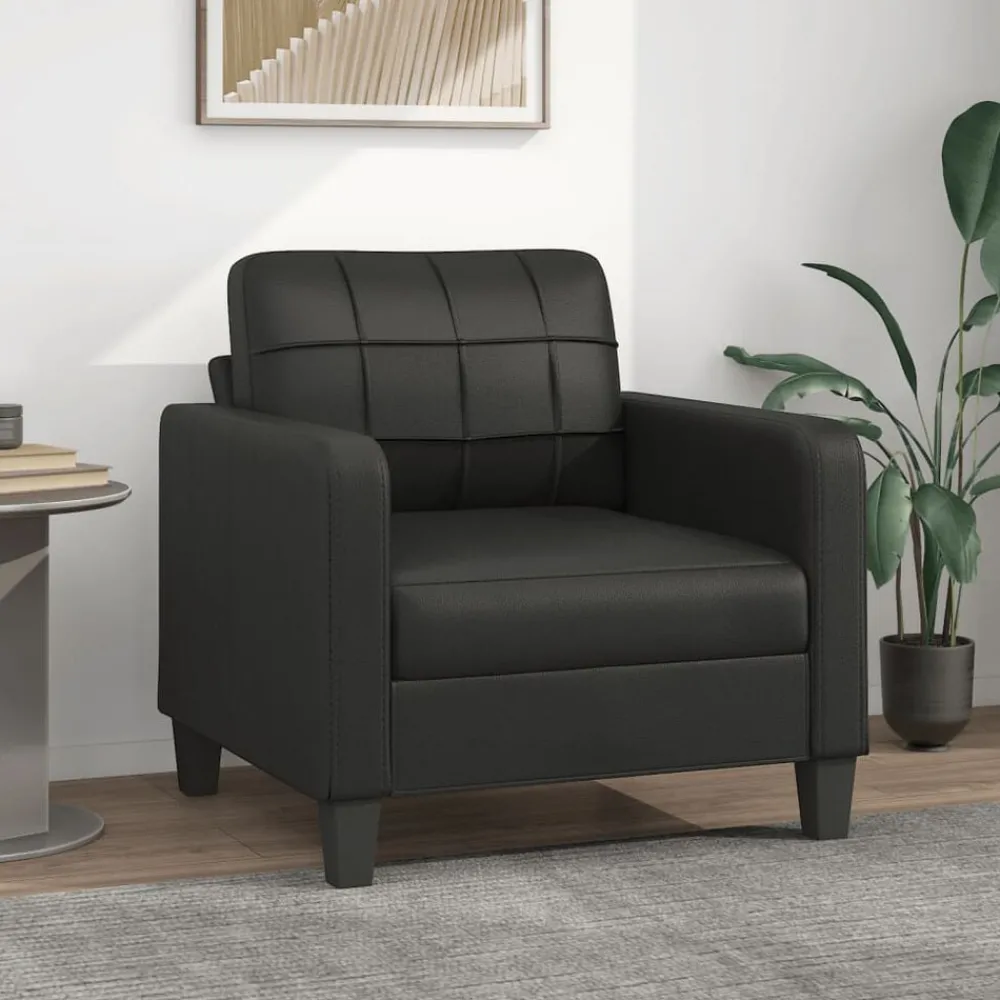 Banken*vidaXL Fauteuil 60 cm kunstleer Zwart