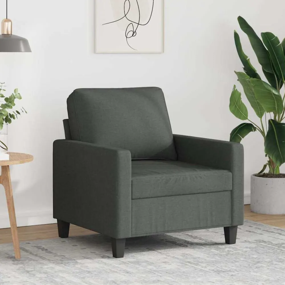 Banken*vidaXL Fauteuil 60 cm stof Donkergrijs