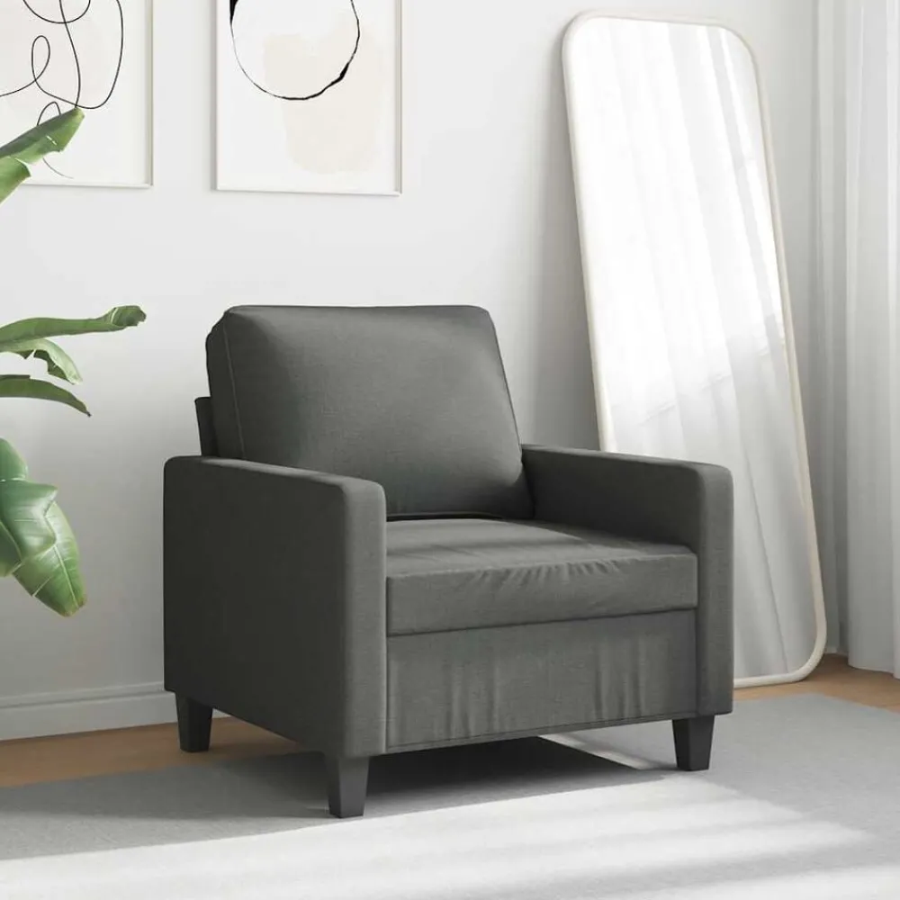 Banken*vidaXL Fauteuil 60 cm stof Donkergrijs