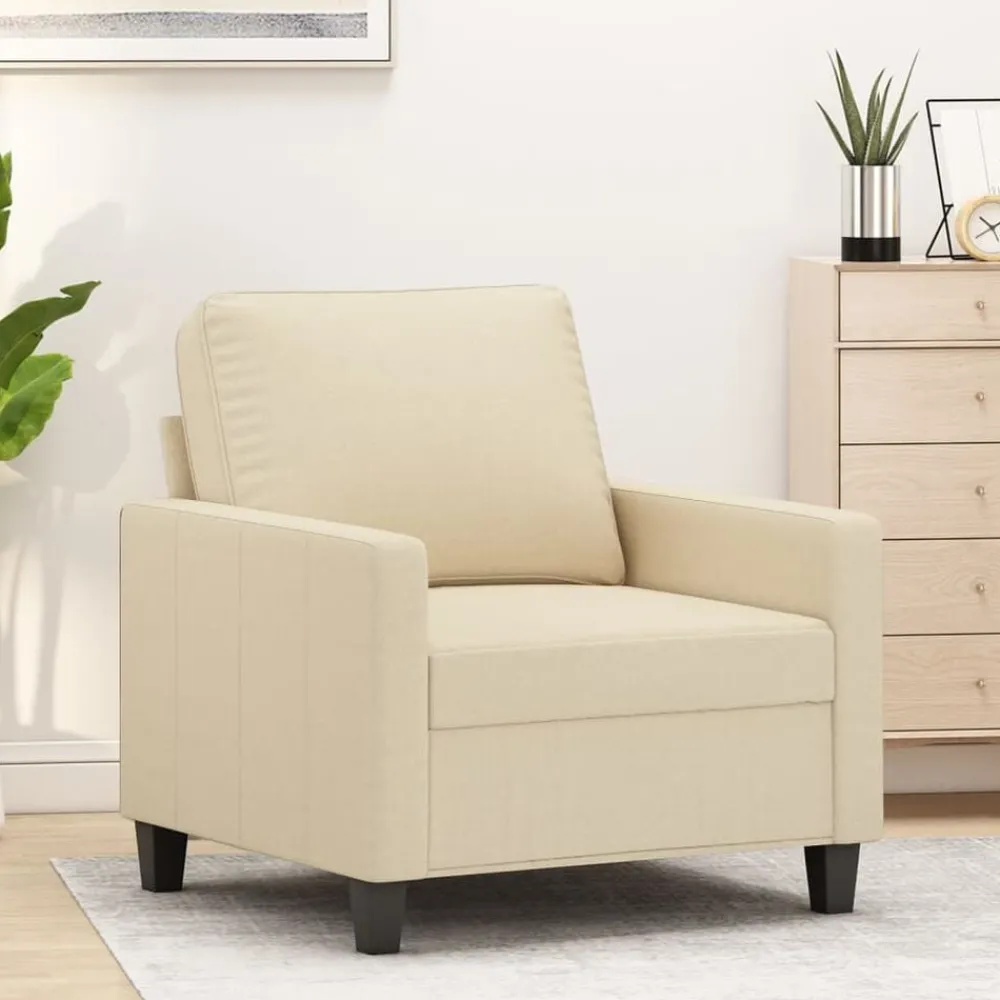 Banken*vidaXL Fauteuil 60 cm stof crèmekleurig Crème