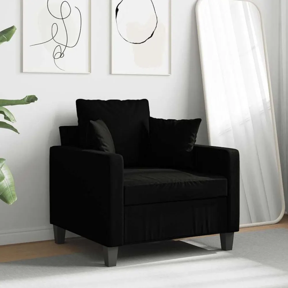 Banken*vidaXL Fauteuil 60 cm stof Zwart
