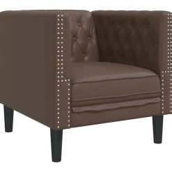 Fauteuil Chesterfield-stijl kunstleer bruin>vidaXL