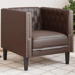 Fauteuil Chesterfield-stijl kunstleer bruin>vidaXL