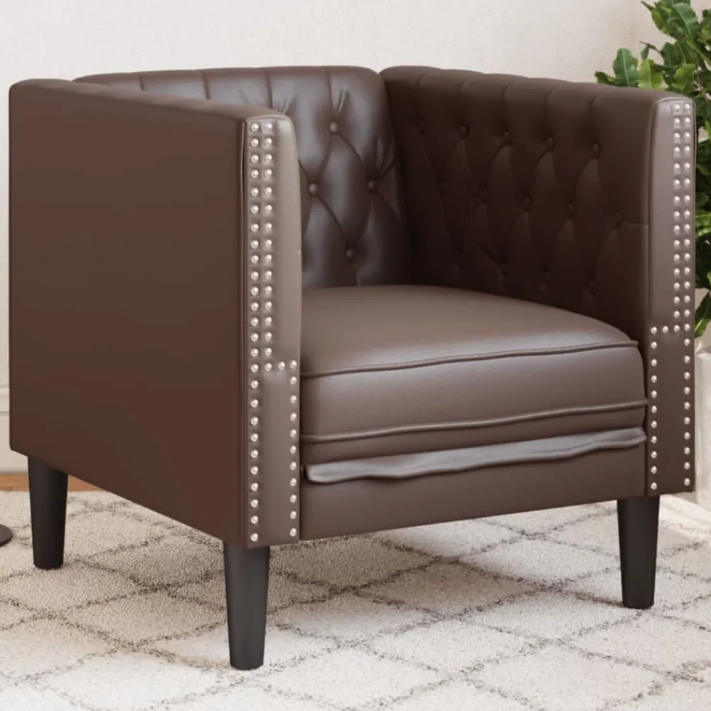 Fauteuil Chesterfield-stijl kunstleer bruin>vidaXL