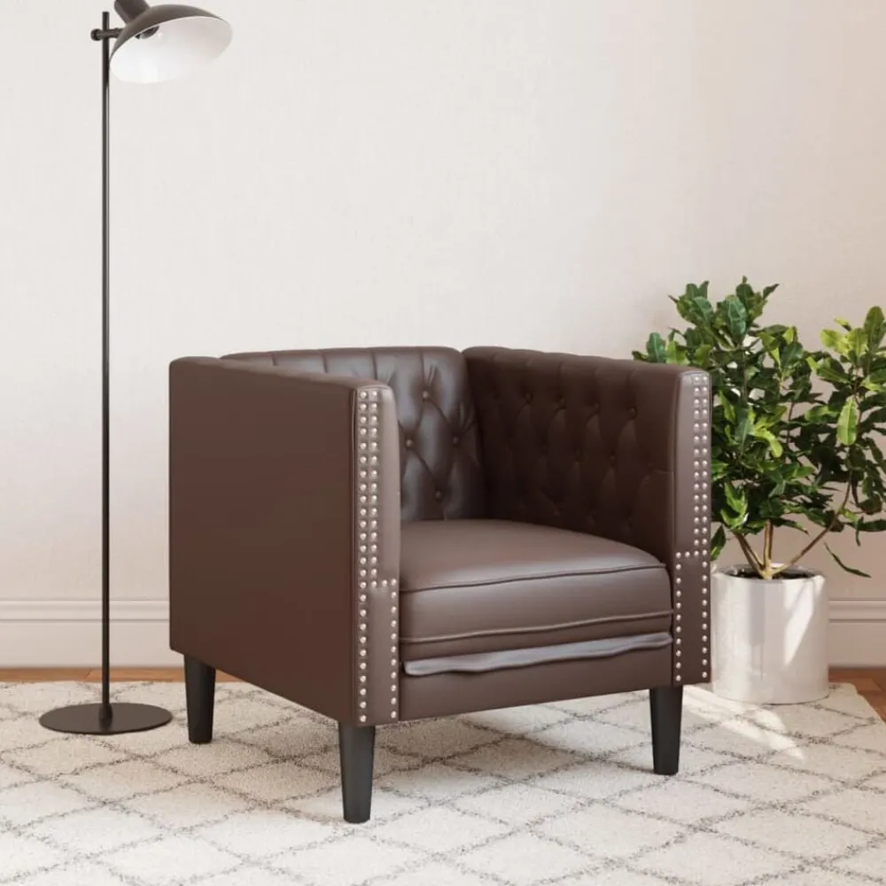 Fauteuil Chesterfield-stijl kunstleer bruin>vidaXL