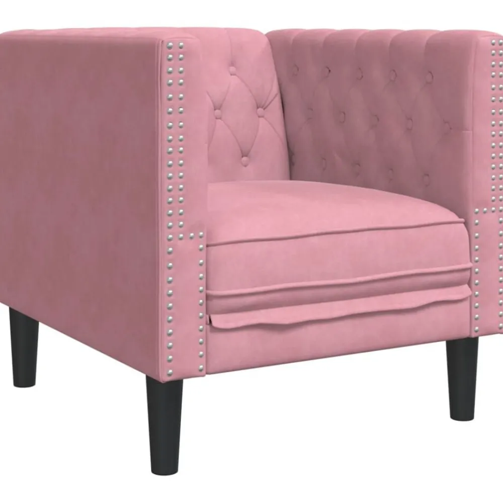 Banken*vidaXL Fauteuil Chesterfield-stijl fluweel Roze