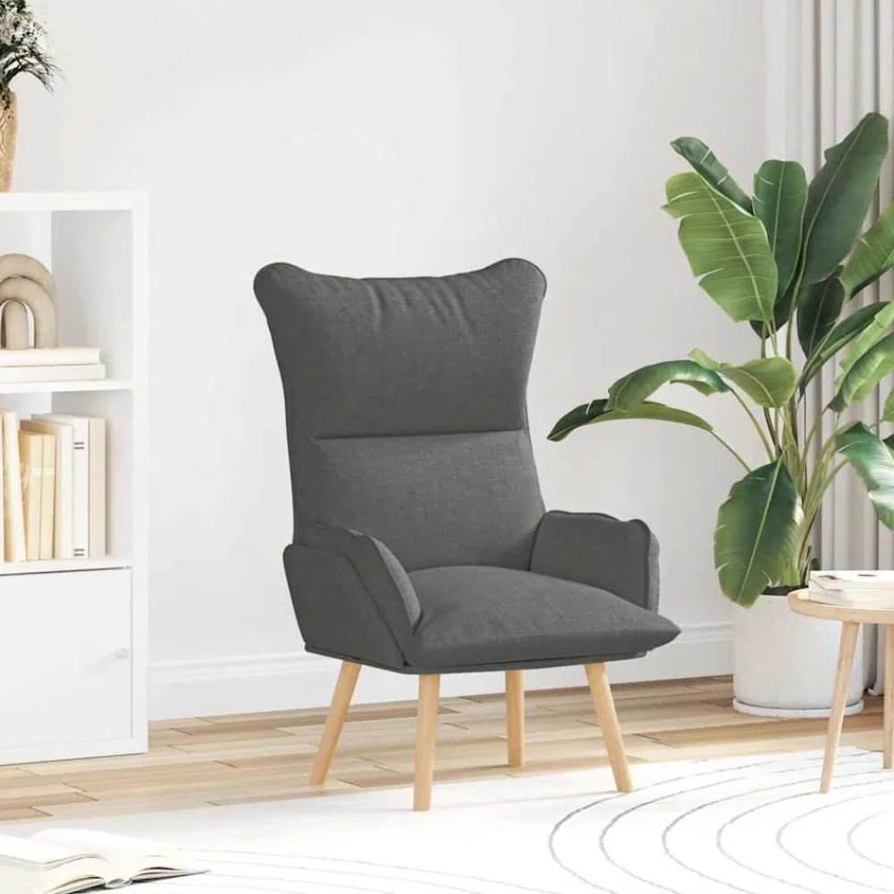 Stoelen*vidaXL Fauteuil 69 x 74 x 93 cm Stof en multiplex Donkergrijs