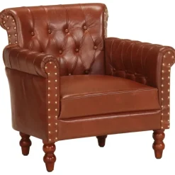 Stoelen*vidaXL Fauteuil echt geitenleer Bruin