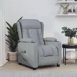 Stoelen*vidaXL Fauteuil elektrisch verstelbaar stof Lichtgrijs