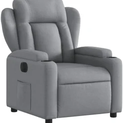 Stoelen*vidaXL Fauteuil elektrisch verstelbaar stof Lichtgrijs