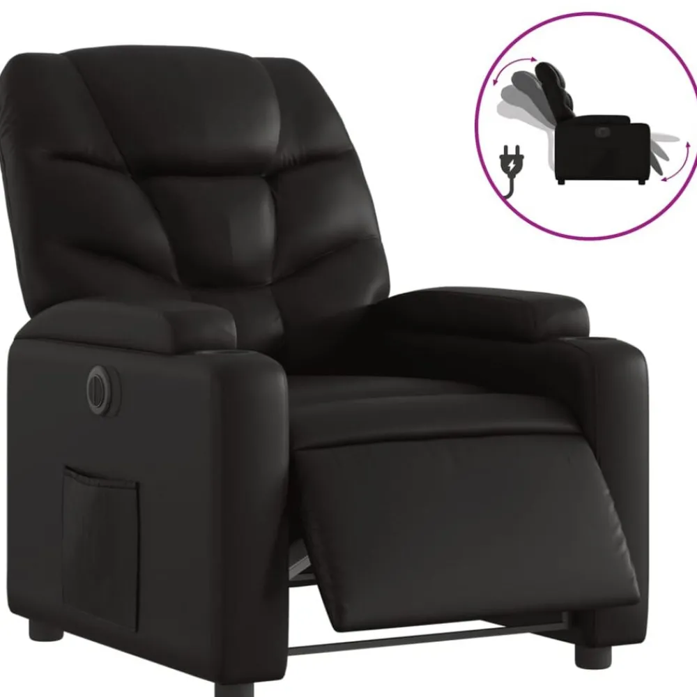 Stoelen*vidaXL Fauteuil elektrisch verstelbaar kunstleer Zwart