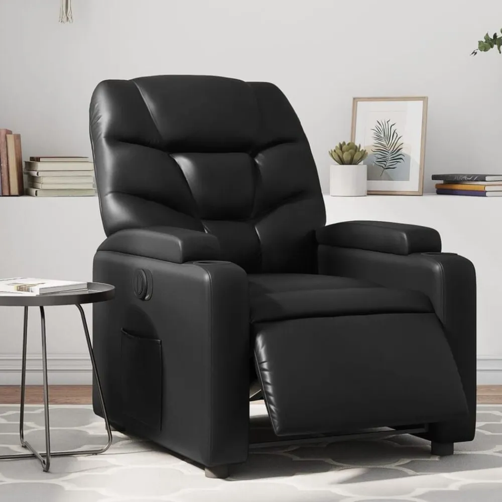Stoelen*vidaXL Fauteuil elektrisch verstelbaar kunstleer Zwart