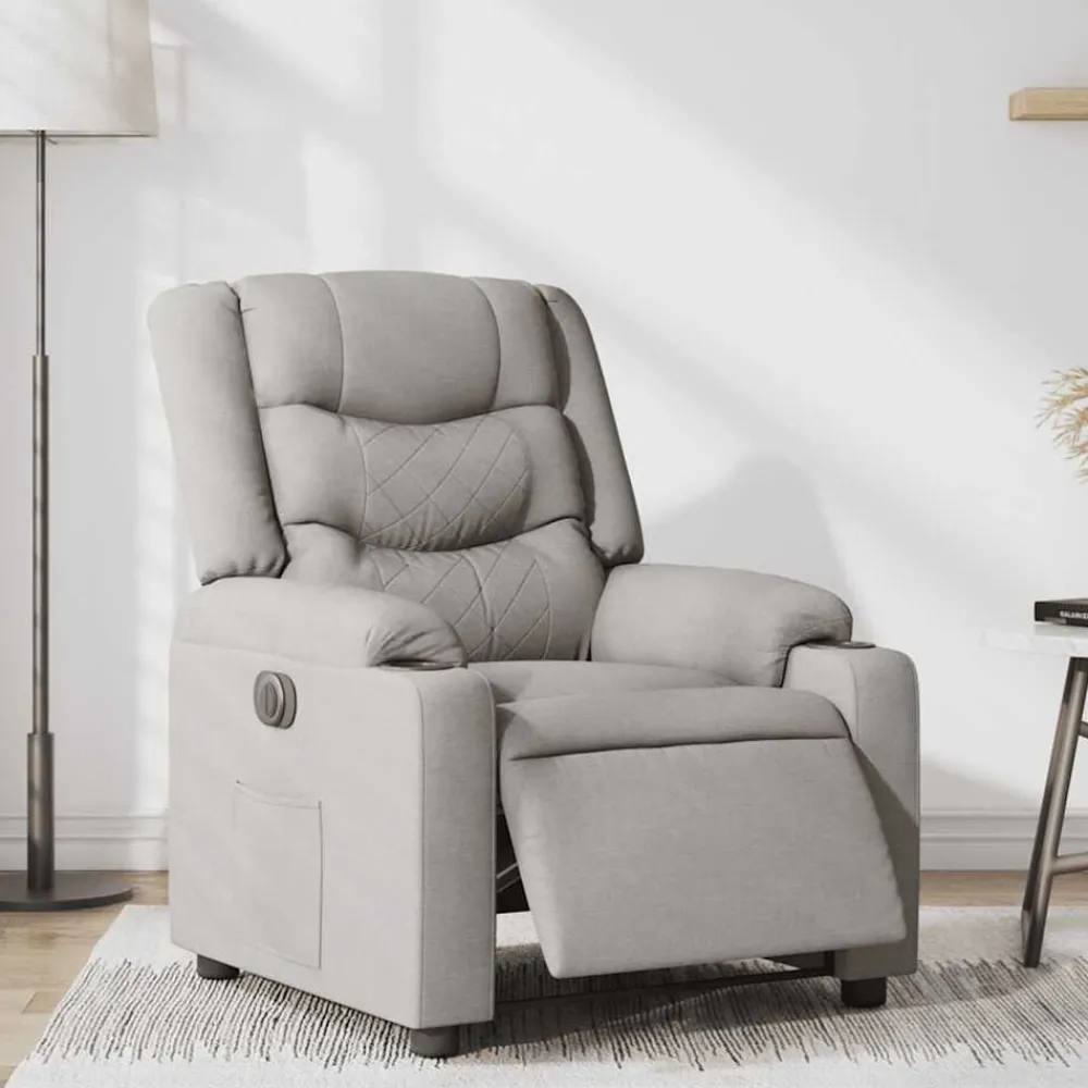 Stoelen*vidaXL Fauteuil elektrisch verstelbaar stof wolk grijs Wolkengrijs