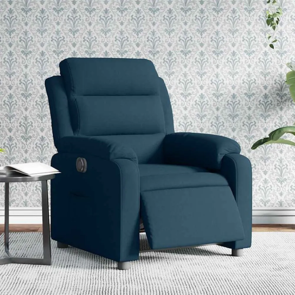 Stoelen*vidaXL Fauteuil elektrisch verstelbaar fluweel Blauw