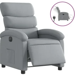 Stoelen*vidaXL Fauteuil elektrisch verstelbaar stof Lichtgrijs