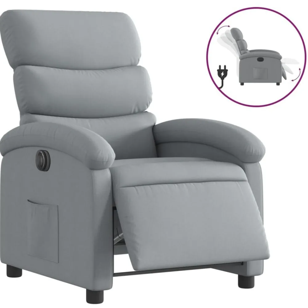 Stoelen*vidaXL Fauteuil elektrisch verstelbaar stof Lichtgrijs