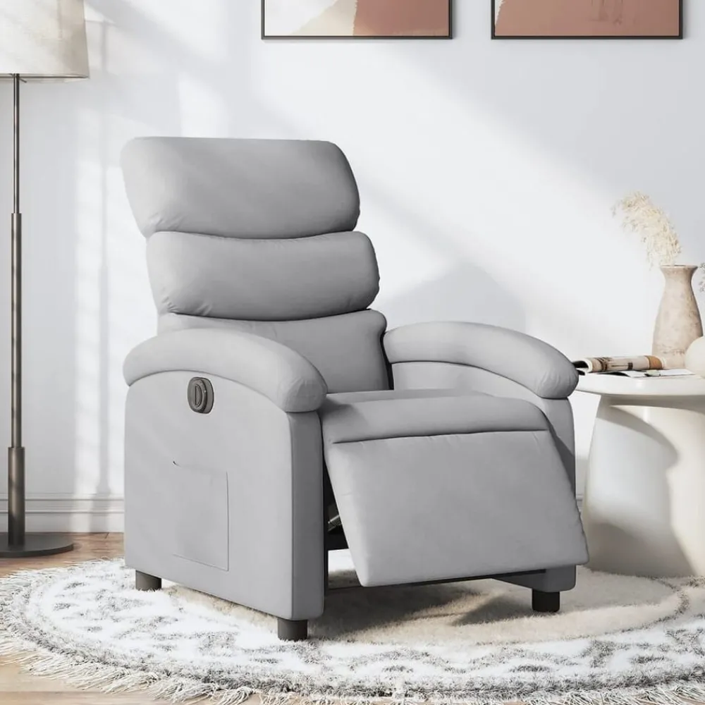 Stoelen*vidaXL Fauteuil elektrisch verstelbaar stof Lichtgrijs
