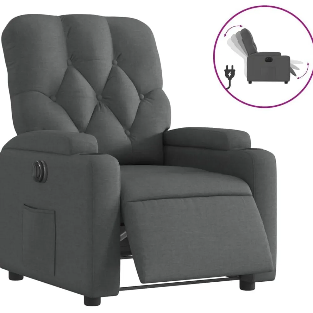 Stoelen*vidaXL Fauteuil elektrisch verstelbaar stof Donkergrijs