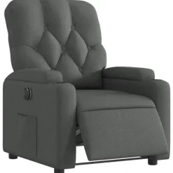 Stoelen*vidaXL Fauteuil elektrisch verstelbaar stof Donkergrijs