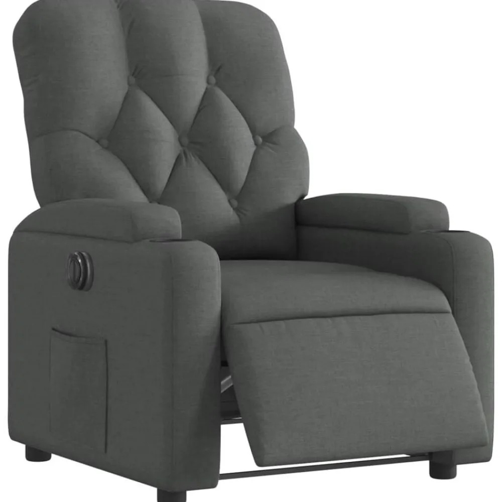 Stoelen*vidaXL Fauteuil elektrisch verstelbaar stof Donkergrijs