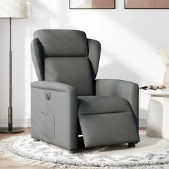 Stoelen*vidaXL Fauteuil elektrisch verstelbaar stof Donkergrijs