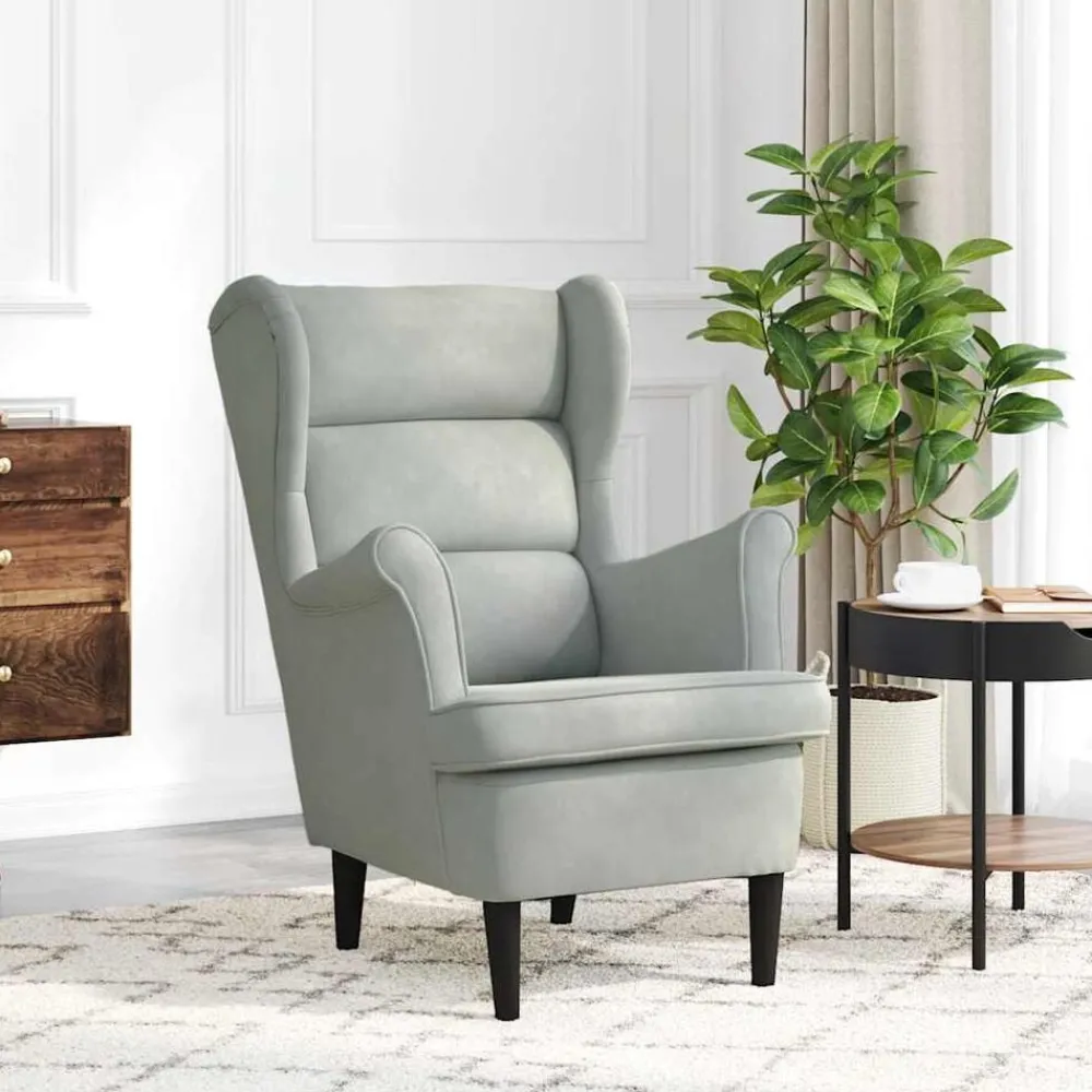 Stoelen*vidaXL Fauteuil fluweel Lichtgrijs