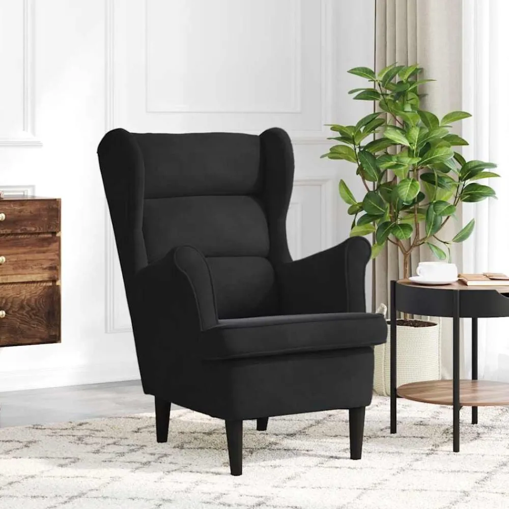 Stoelen*vidaXL Fauteuil fluweel Zwart
