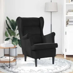 Stoelen*vidaXL Fauteuil fluweel Zwart