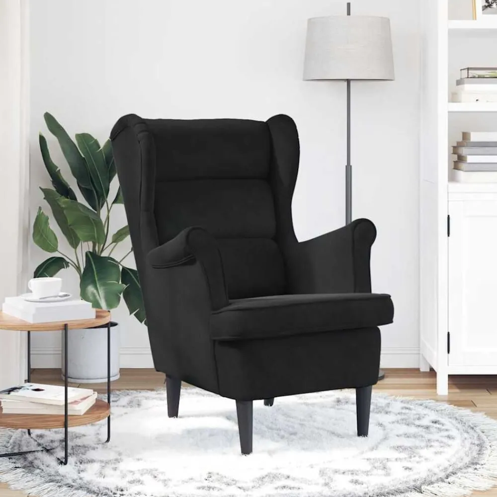 Stoelen*vidaXL Fauteuil fluweel Zwart