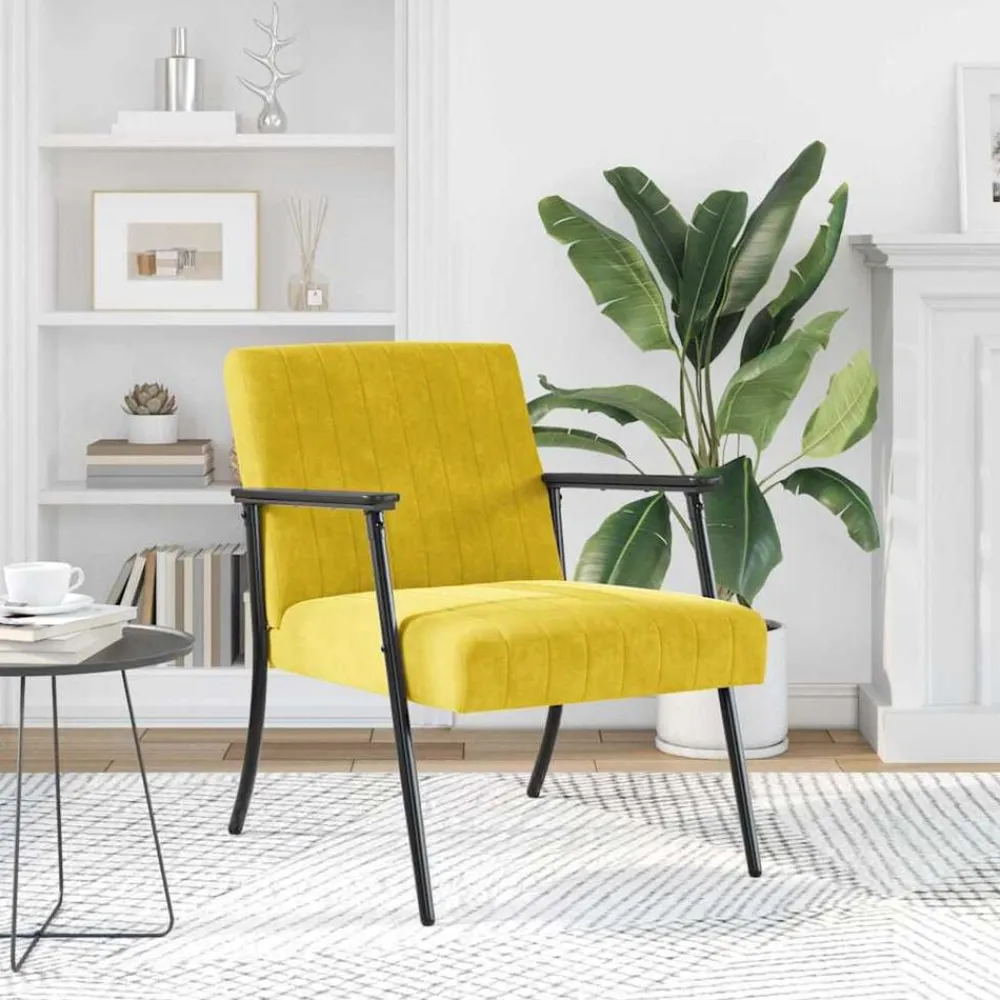 Stoelen*vidaXL Fauteuil 59 x 75 x 78 cm Fluweel Geel
