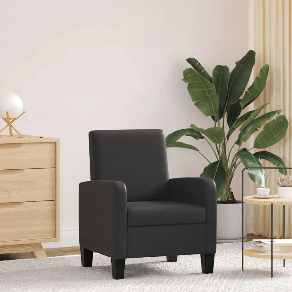 Stoelen*vidaXL Fauteuil kunstleer Zwart