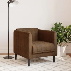 Banken*vidaXL Fauteuil kunstsuède Bruin