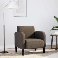 Stoelen*vidaXL Fauteuil met armleuningen 54 cm kunstleer Donkergrijs