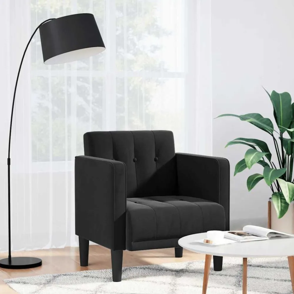 Stoelen*vidaXL Fauteuil met armleuningen 53 cm fluweel Zwart