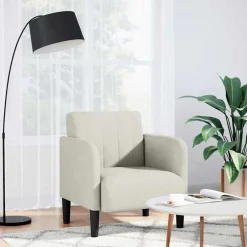 Stoelen*vidaXL Fauteuil met armleuningen 54 cm fluweel crèmekleurig Cr&egrave;me