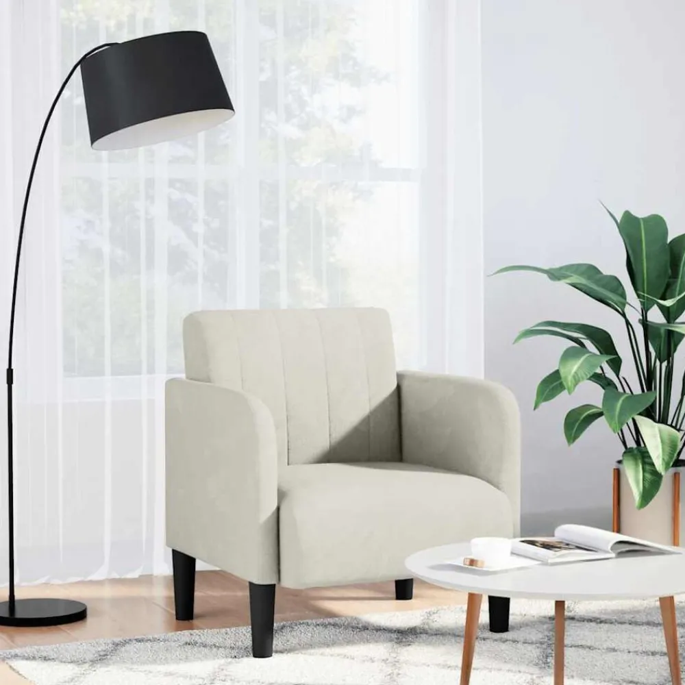 Stoelen*vidaXL Fauteuil met armleuningen 54 cm fluweel crèmekleurig Crème