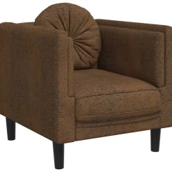 Banken*vidaXL Fauteuil met kussen kunstsuède Bruin