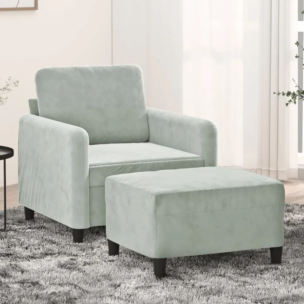 Banken*vidaXL Fauteuil met voetenbank 60 cm fluweel donkergrijs