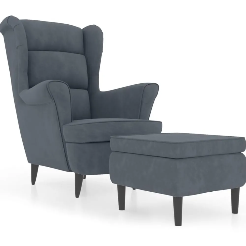 Stoelen*vidaXL Fauteuil met voetenbank fluweel Donkergrijs