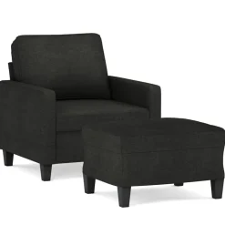 Fauteuil met voetenbank 60 cm stof>vidaXL