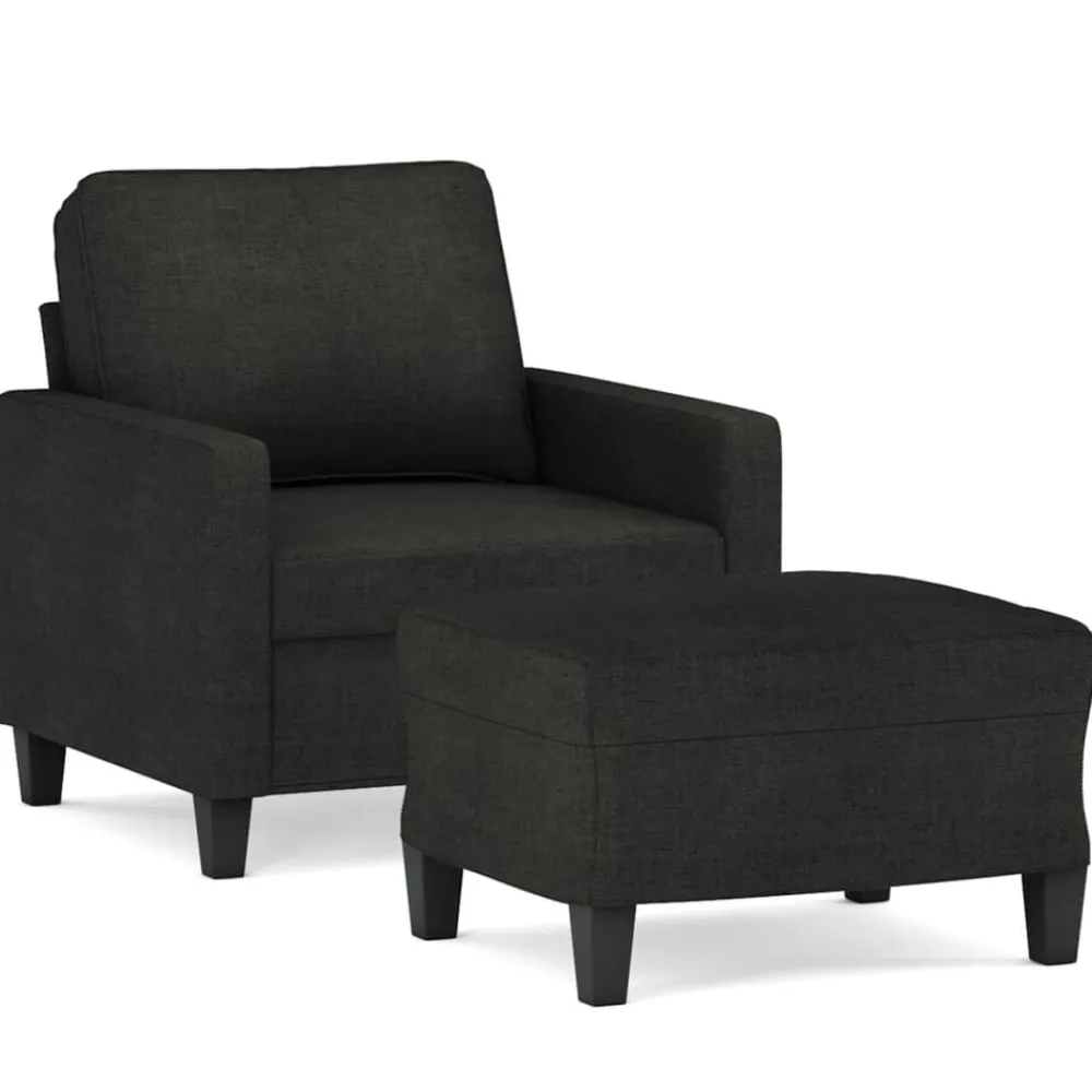 Fauteuil met voetenbank 60 cm stof>vidaXL