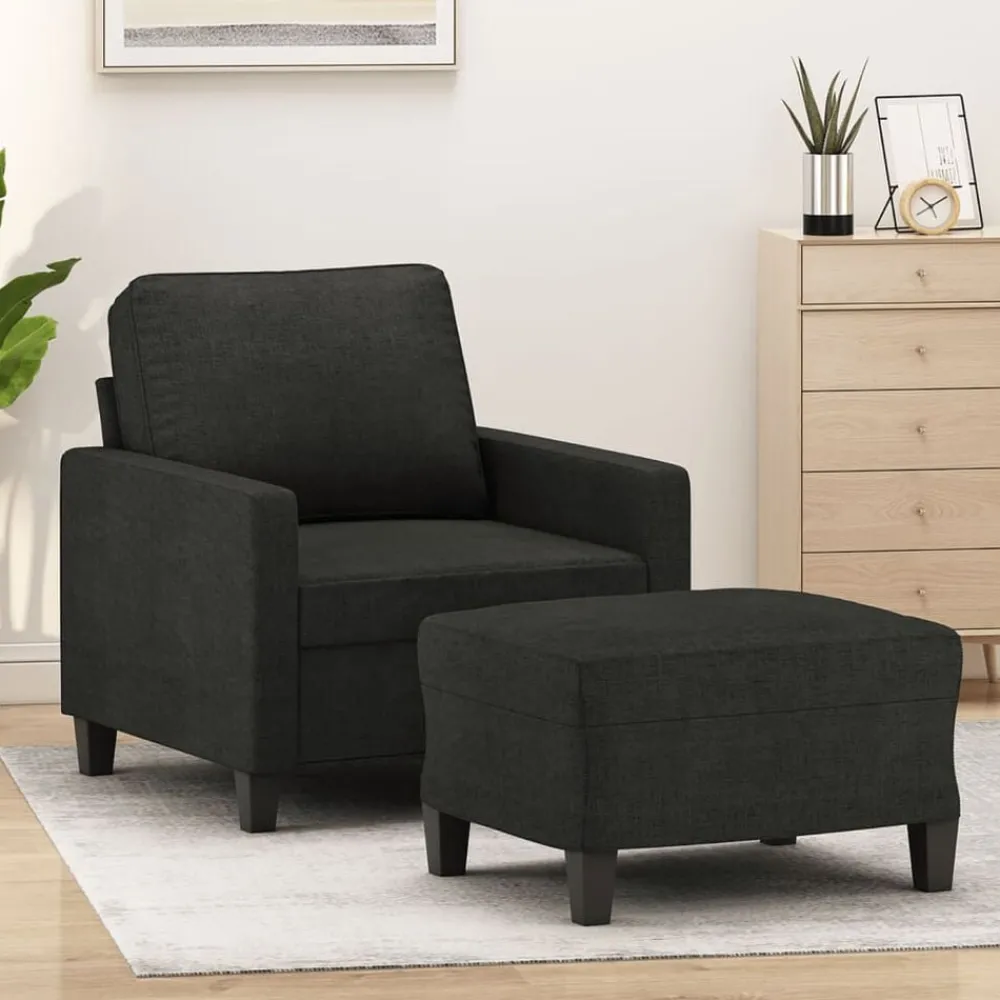 Fauteuil met voetenbank 60 cm stof>vidaXL