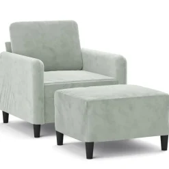 Fauteuil met voetenbank 60 cm fluweel lichtgrijs>vidaXL Online