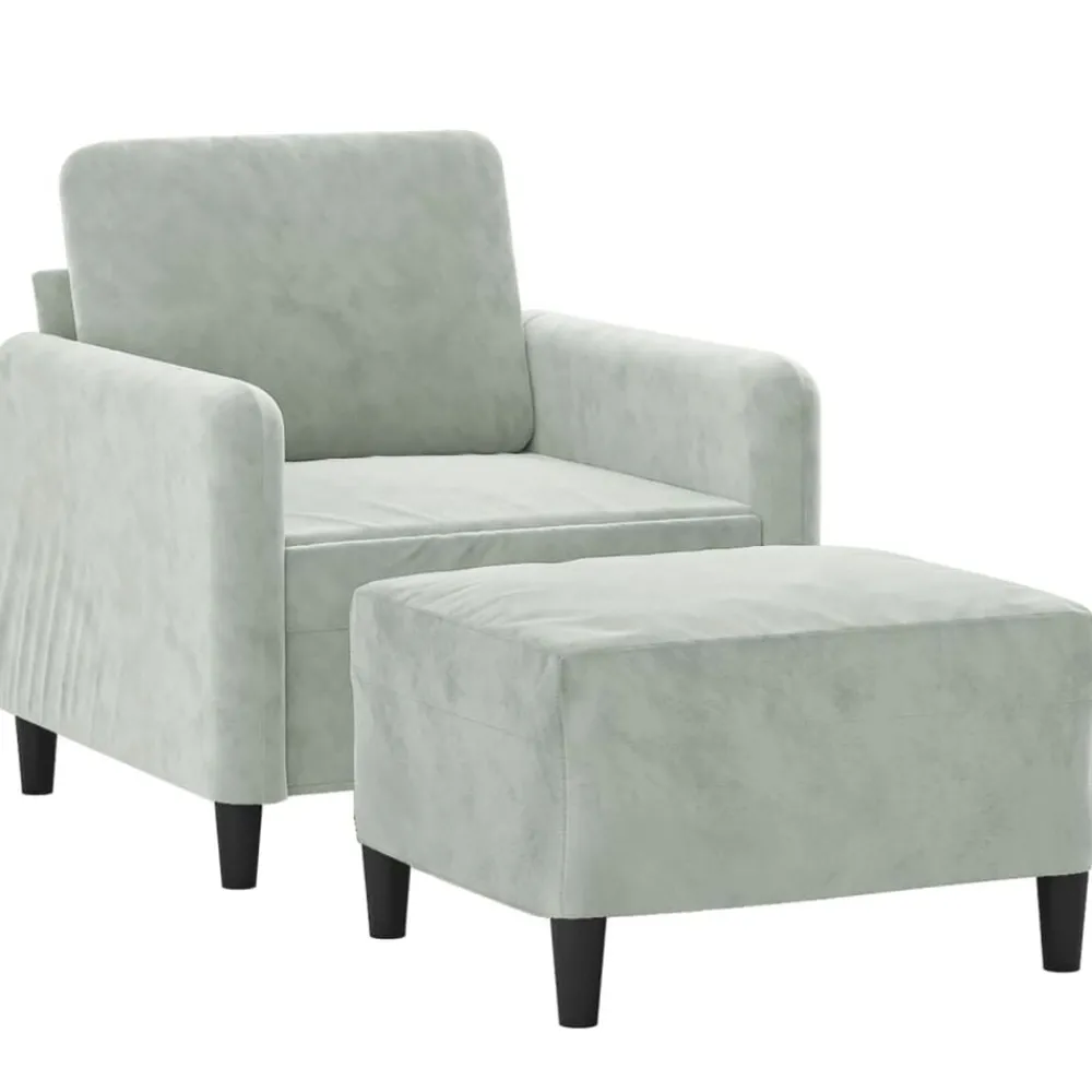 Fauteuil met voetenbank 60 cm fluweel lichtgrijs>vidaXL Online