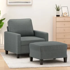 Banken*vidaXL Fauteuil met voetenbank 60 cm stof Donkergrijs
