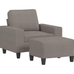 Banken*vidaXL Fauteuil met voetenbank 60 cm stof Taupe