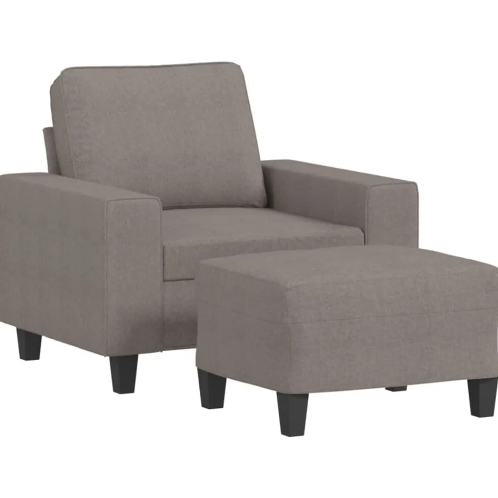 Banken*vidaXL Fauteuil met voetenbank 60 cm stof Taupe